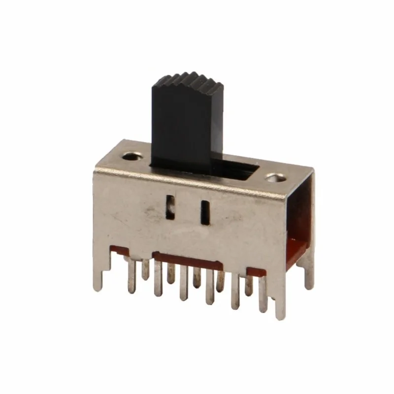 10Pcs SS-42H11 Four Pole Double Throw 2 Position Slide Switch 12 Pin DIP Type with 4 Fixed Pin Handle Height 7mm 4P2T