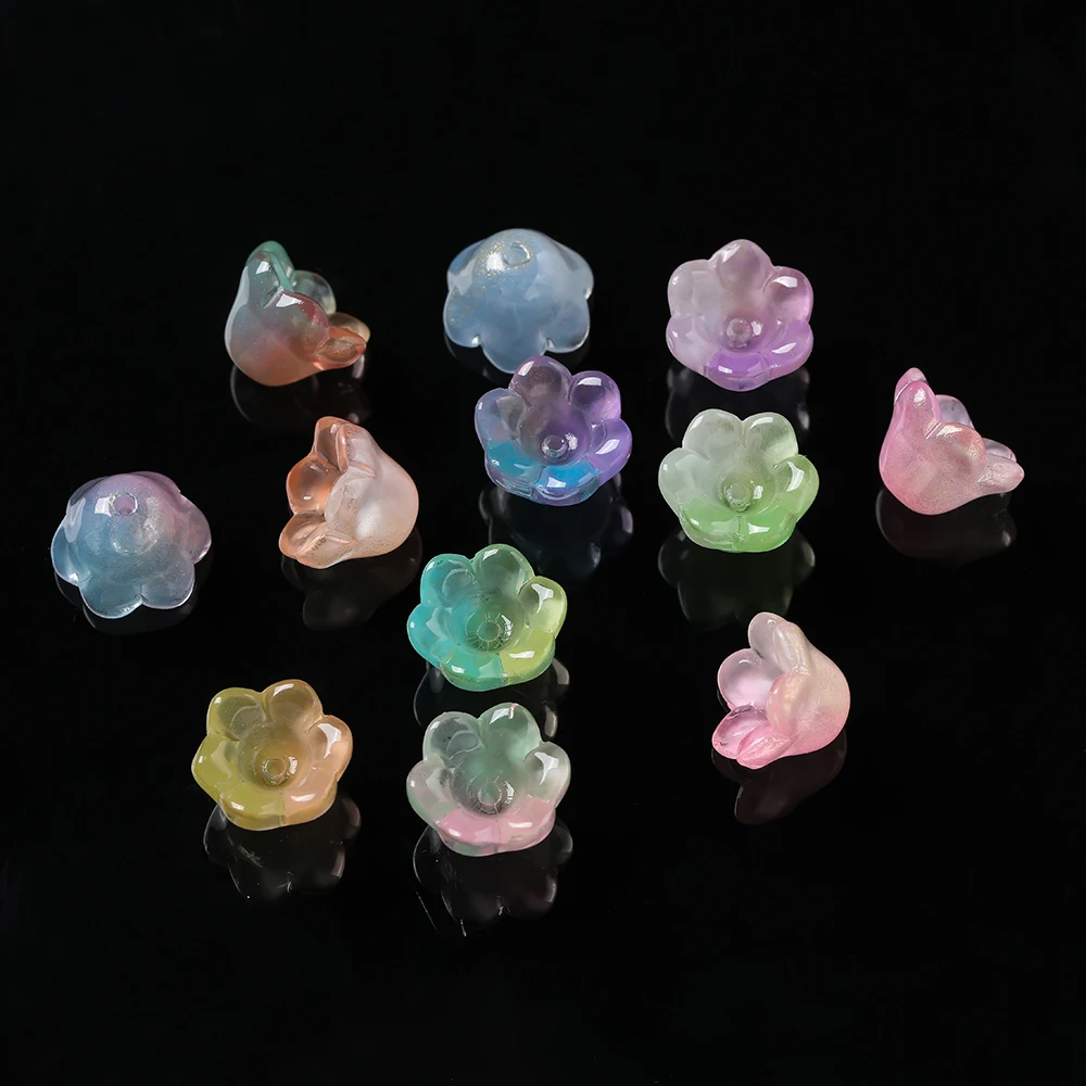20 قطعة 11x12 مللي متر زنبق الوادي الملون زهرة شكل حبة Lampwork الزجاج فضفاض الخرز DIY بها بنفسك الحرفية صنع المجوهرات اكسسوارات