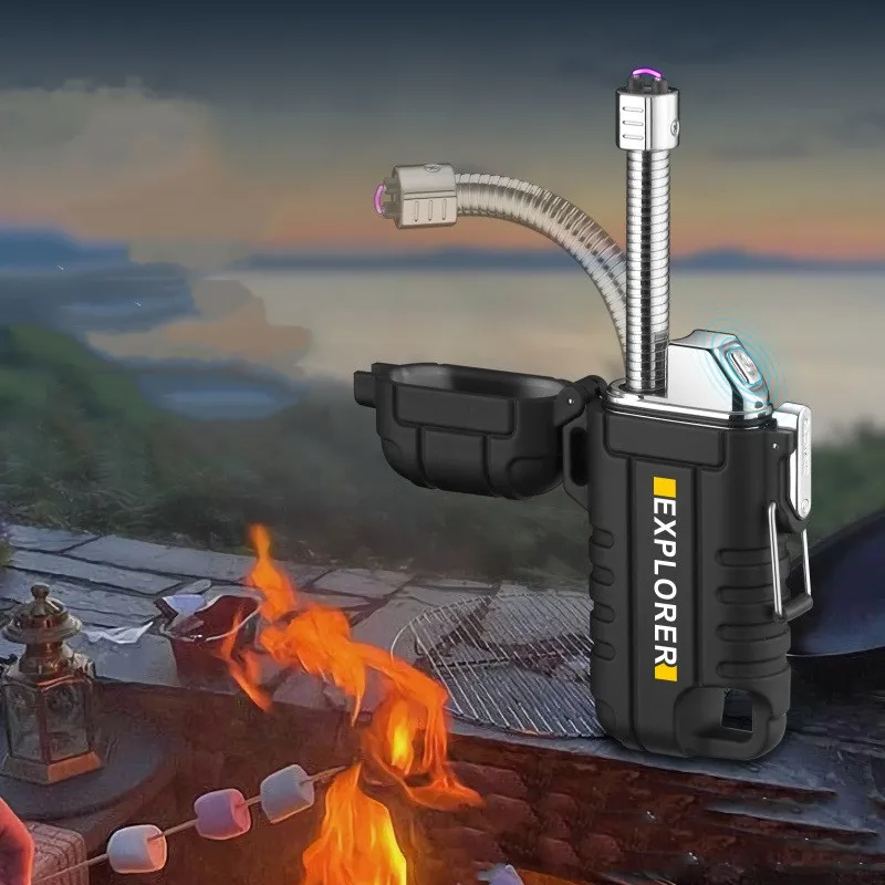 

Outdoor Windproof Plasma USB Flameless Single Arc Lighter Type-C Rechargeable Waterproof Electric Lighter Creative Men's Gift