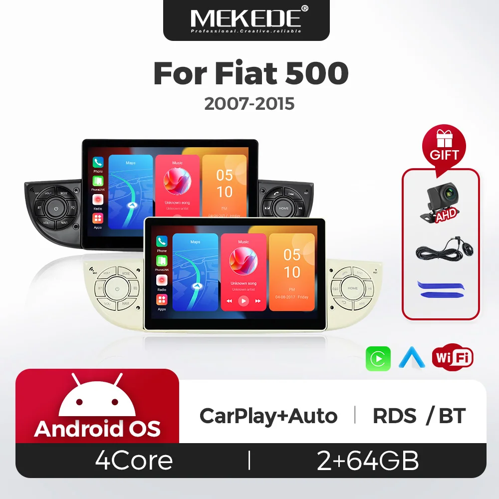 7 Zoll Android Auto für FIAT 500 Abarth 2007 - 2015 CarPlay GPS Navi Bildschirm Autoradio Stereo Multimedia-Player Video WIFI Audio
