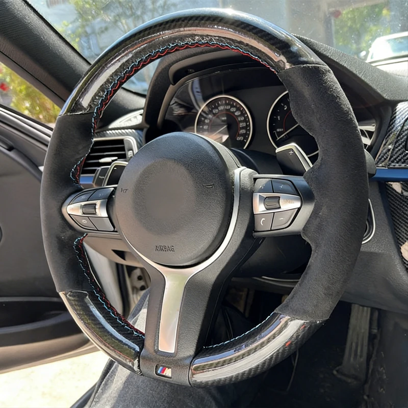 

Чехол на руль из замши с ручной прострочкой для BMW M3 M4 M Sport F30 F31 F34 F10 F11 F07 X1 X2 X3 F25 F32 F33 F36 F48 F39, противоскользящий