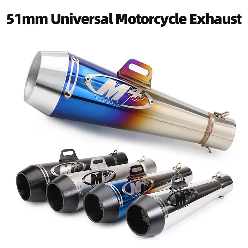 

51mm Universal Motorcycle M4 Exhaust Muffler Pipe M4 Exhaust Tube Modification For TMAX50 GSX250 ZX4R NINJIA400 Z900 FZ1N R6 ETC