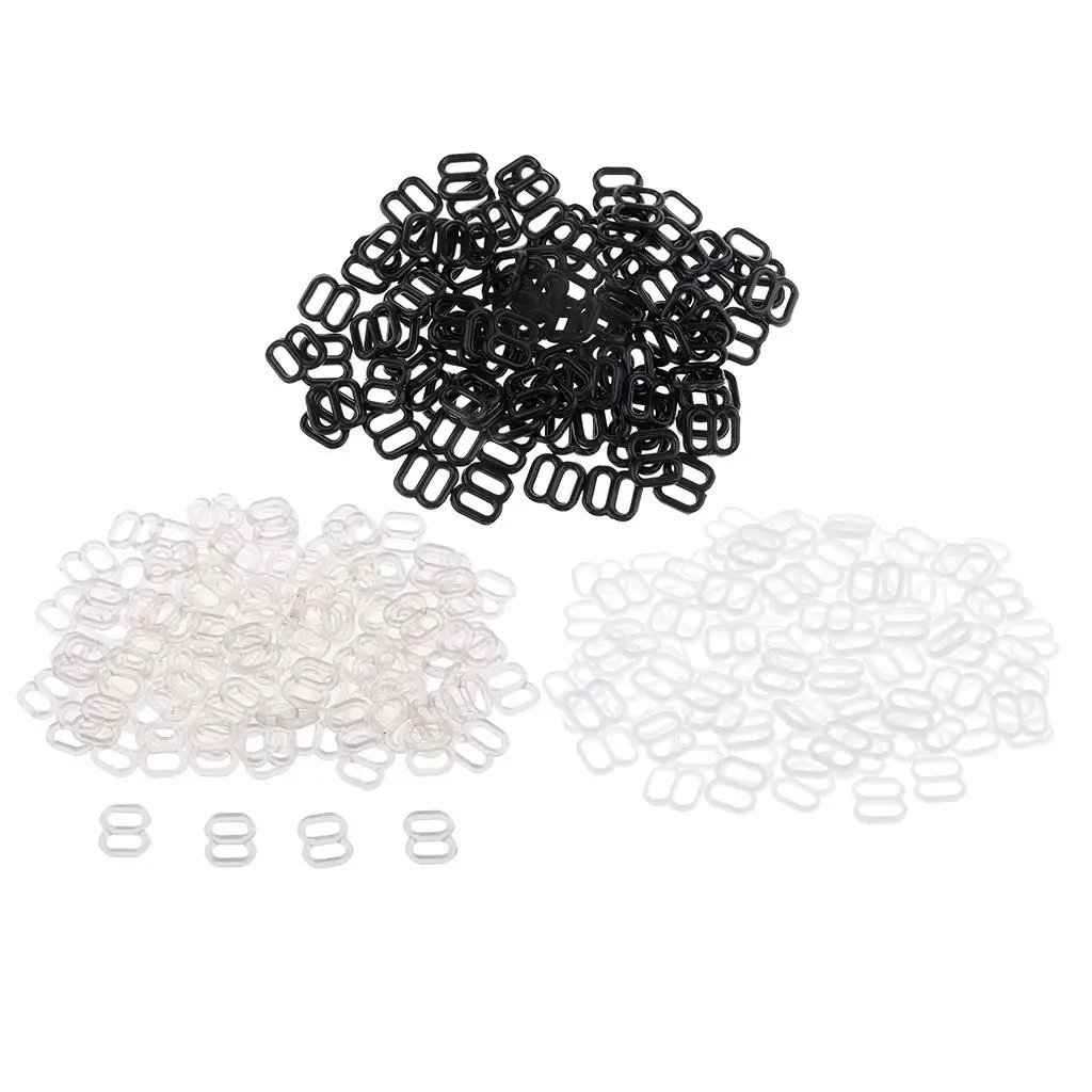 100Pcs 6mm Nylon Adjustment 8 Hook Bra Slider Buckle Bikini Fasteners