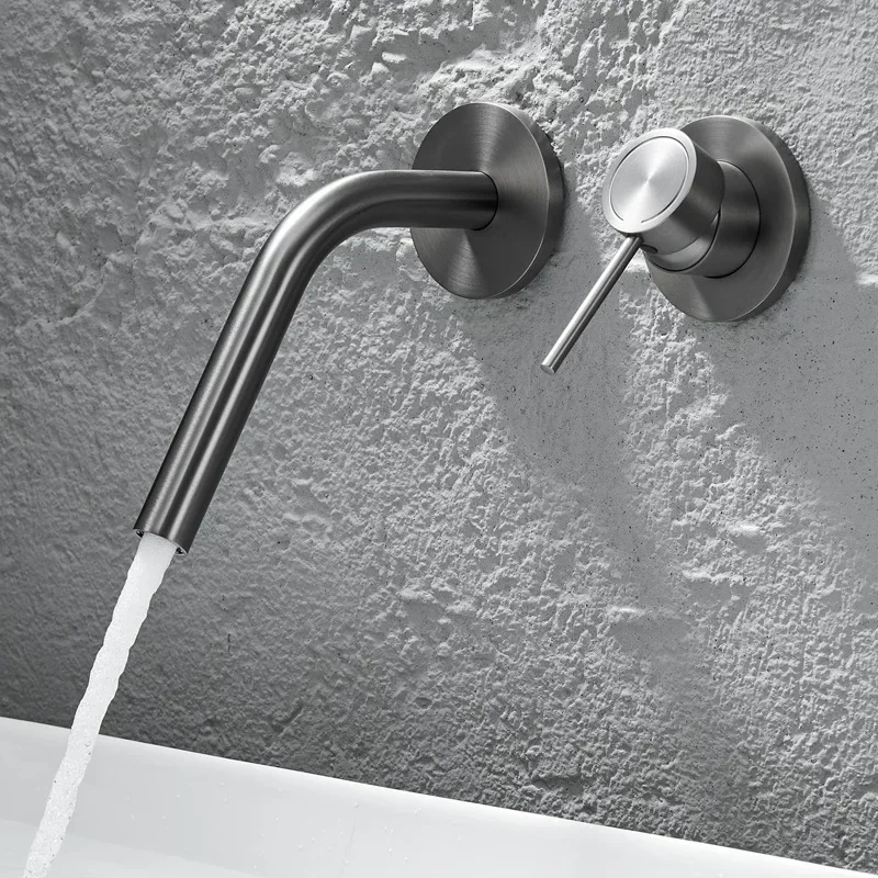 Wastafel sederhana, wastafel kolom kamar mandi vila hotel, keran dinding tersembunyi AM2501