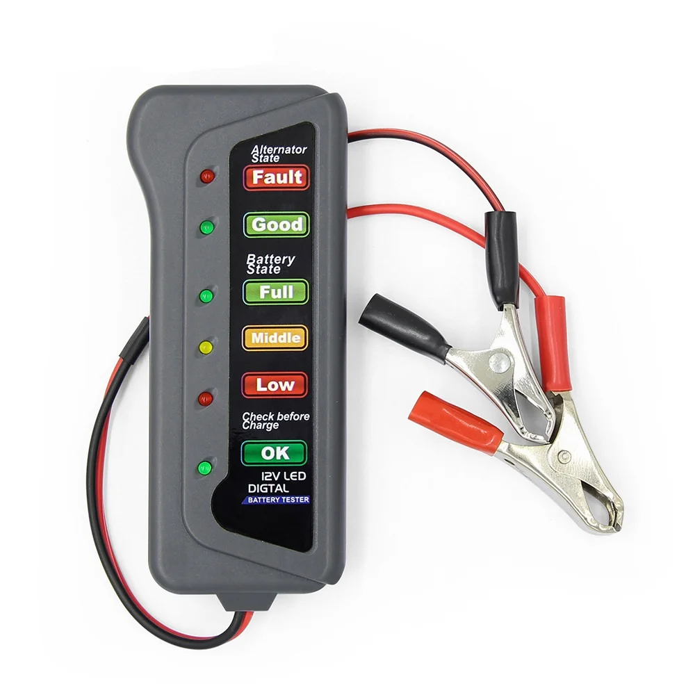 12V Car Battery Tester Digital Alternator Teste with 6 LED Lights Display Anto Diagnostic Tool Auto Scanner Power Tester Tools