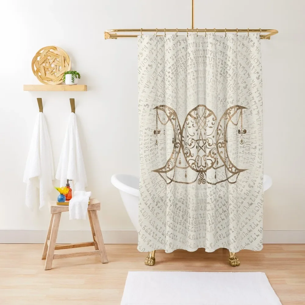 Triple Moon - Triple Goddess Pastel Gold Shower Curtain Shower For Bathroom Set Window Curtain