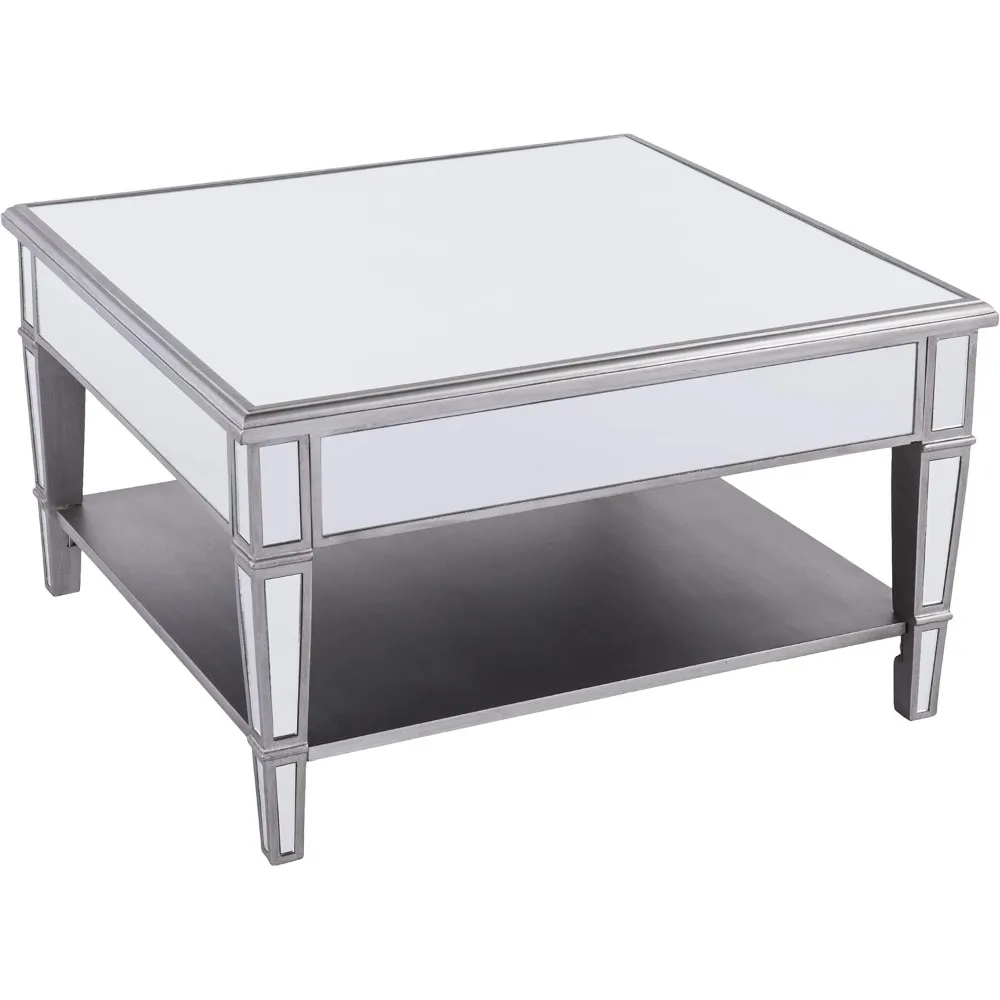 

Furniture Wedlyn Square Mirrored Coffee Table, Silver