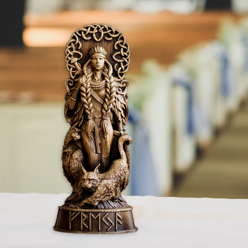 바이킹 신 여신 조각, 스칸디나비아 판테온 송진 장식품, Freyja 조각상 Freya Norse 신들 조각, 제단 이탄 Asatru