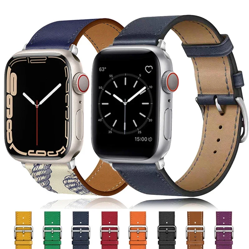 PU Leather Strap For Apple watch band 49mm 45mm 44mm 42 46mm 40mm 41mm watchband bracelet iwatch series 10 9 8 7 5 6 SE ultra 2