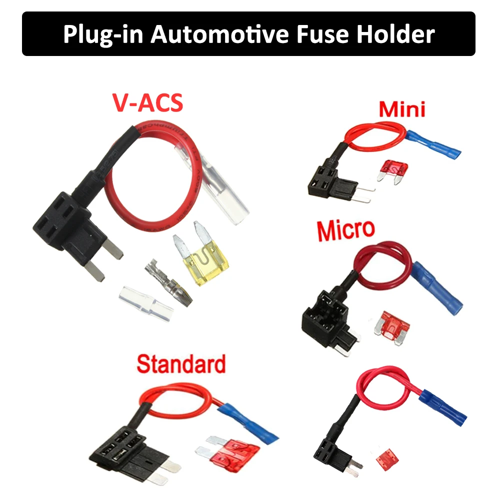 12V Plug-in Automotive Fuse Holder Mini Micro Standard Car Fuse Holder TAP Adapter with 10A Blade Car Fuse Holder Clip