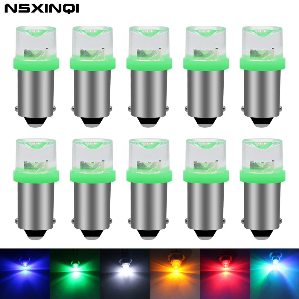 

NSXINQI 10pcs BA9S LED Car Light T4W Concave Auto Interior Side Bulb Instrument Indicator Lights DC 12V