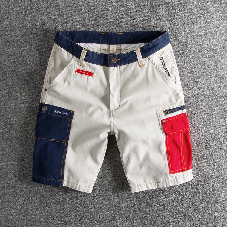 2025 Summer New American Retro Twill Multi Pocket Cargo Shorts Men's 98% Cotton Washed Old Straight Slim Casual Five-point Pants