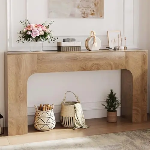 

Консольный столик GarveeHome 63 дюйма в стиле фермерского дома, узкий деревянный столик для прихожей за диваном, тонкая мебель в деревенском стиле для гостиной