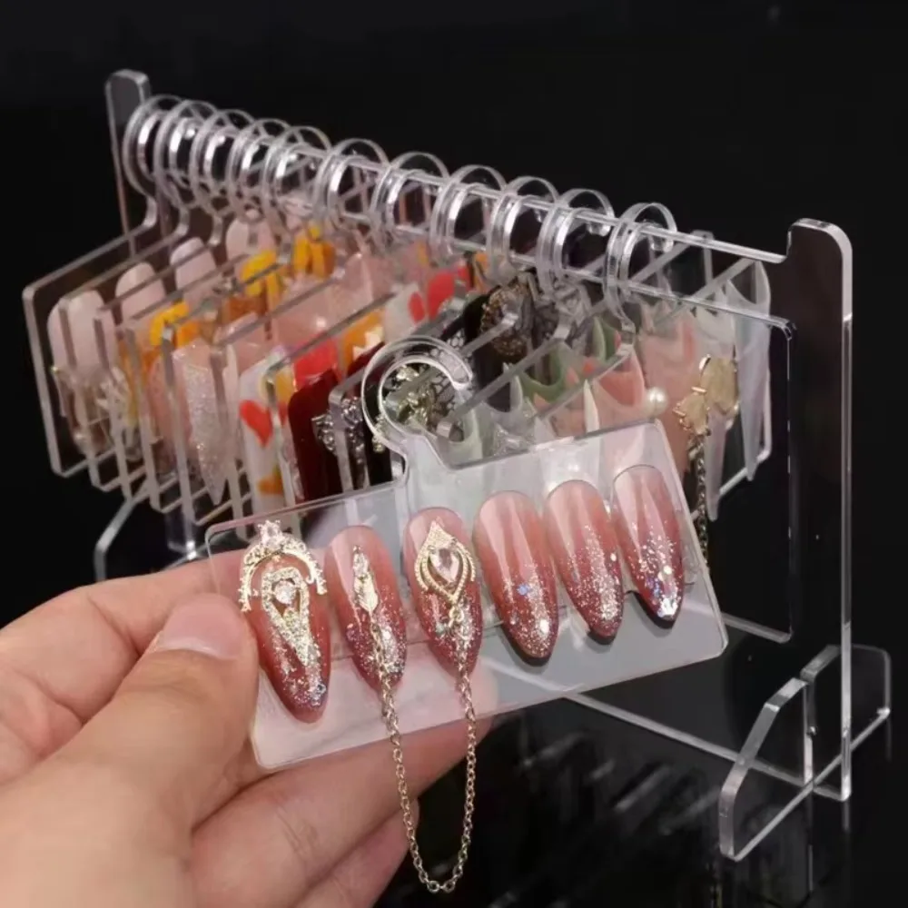 Transparent Acrylic Nail Art Display Rack Desktop Mounted Hook Nail Storage Stand Multi-Purpose Dustproof Nail Tips Storage Rack