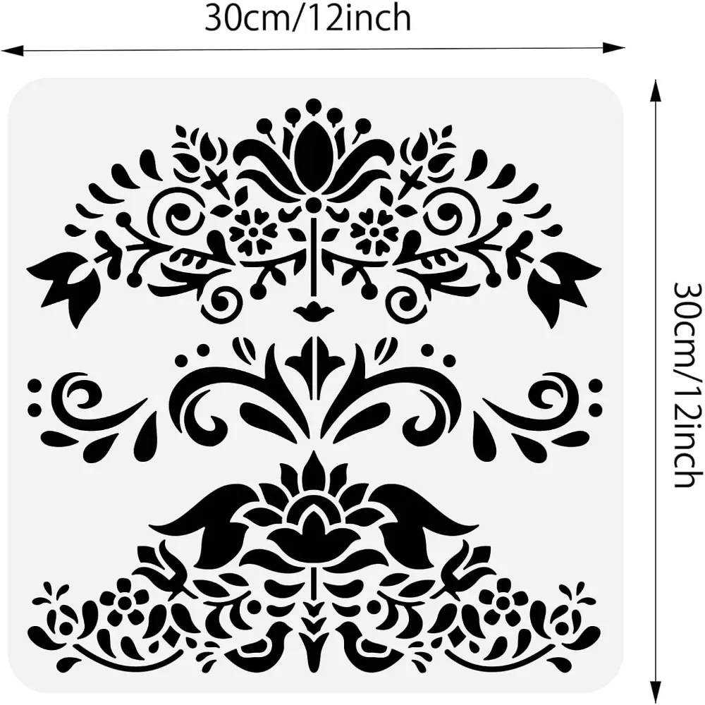 Stencil per pittura folklore etnico polacco Modello di decorazione in plastica a tema a strisce da 12x12 pollici per incisione fai da te Scrapbooking