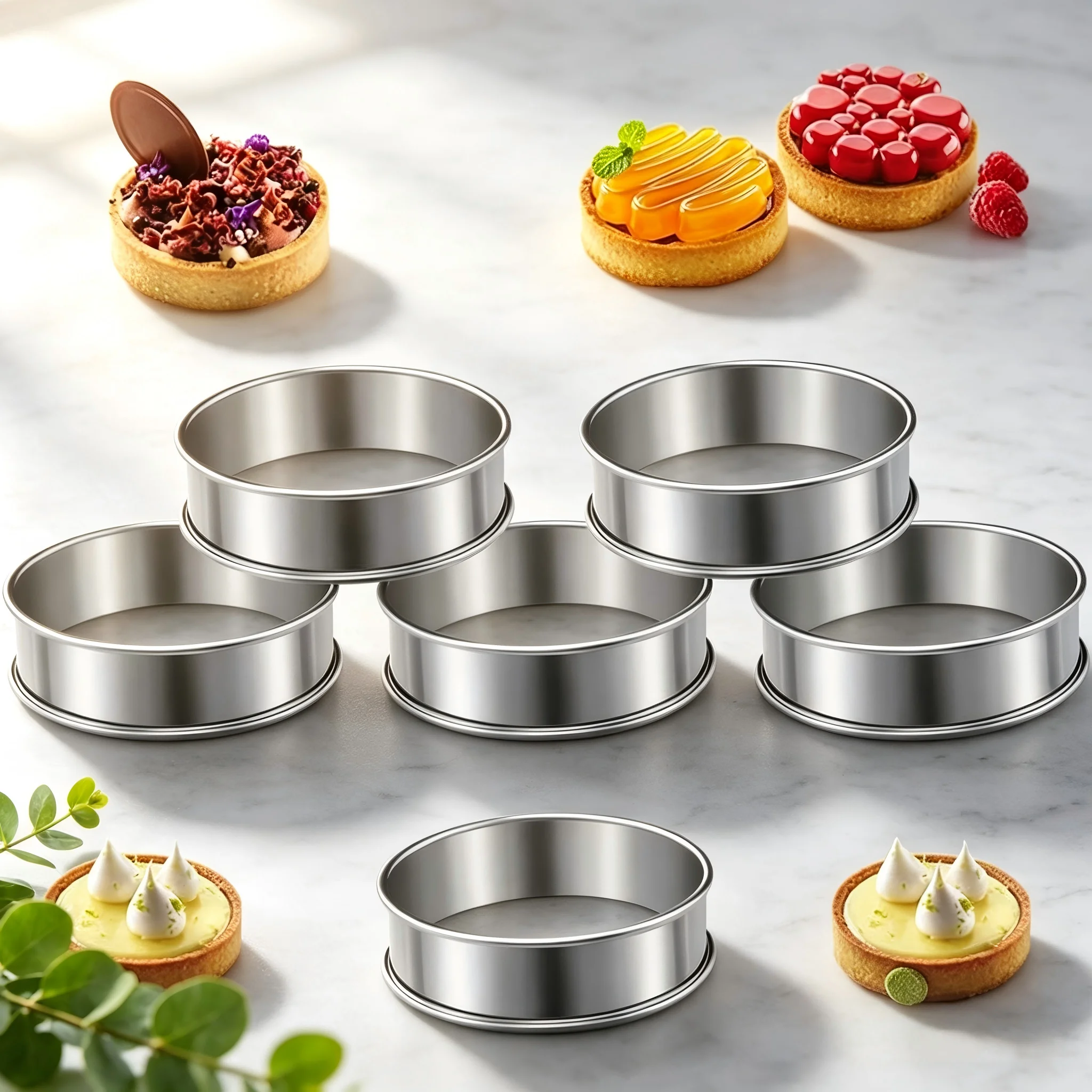 6 Stück Muffin- und Crumpet-Backringe, aus lebensmittelechtem Edelstahl, antihaftbeschichtete Teigform, einfaches Herauslösen für Pfannkuchen und Kekse, ideal zum Backen zu Hause.