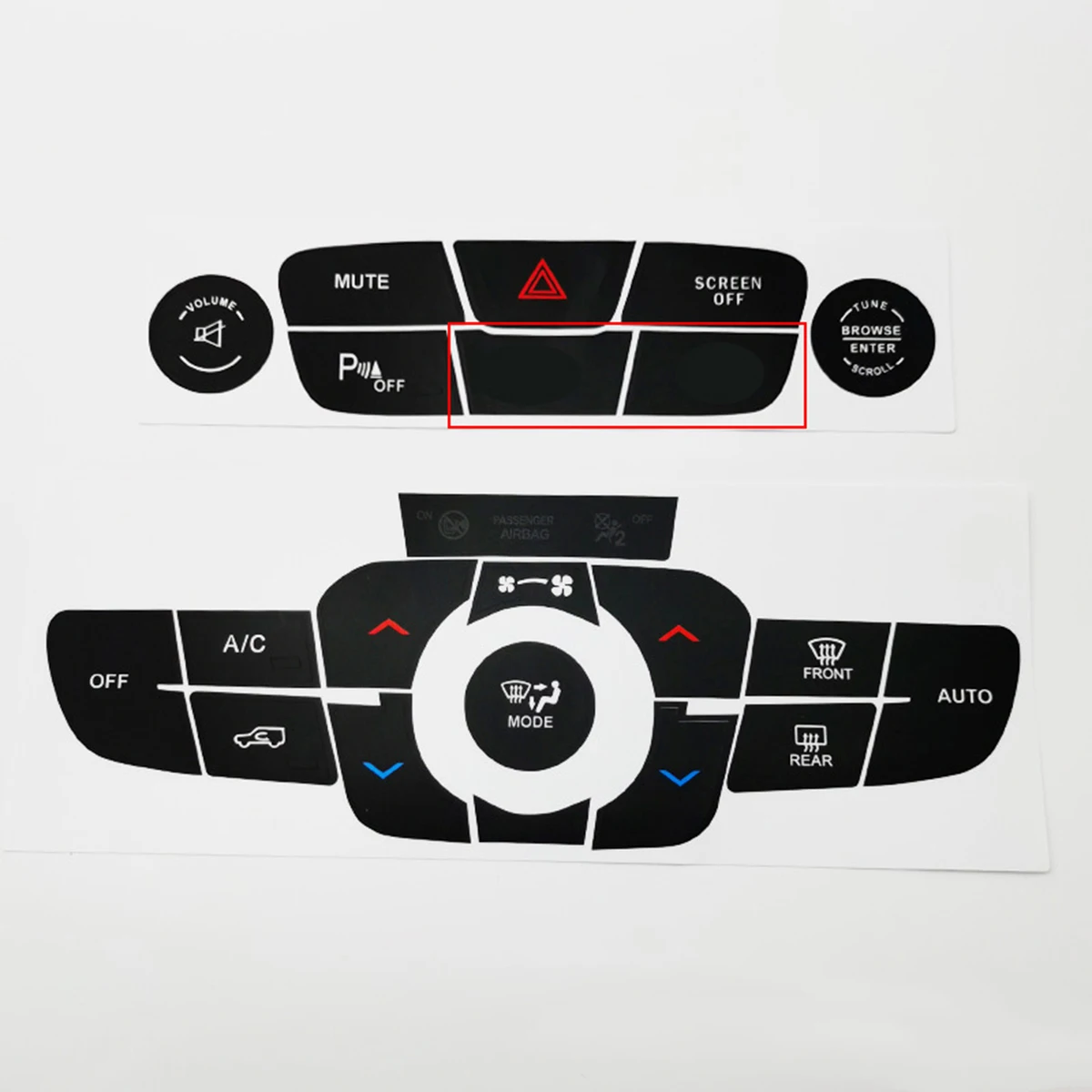 Picture 3: For Jeep Compass AC Air Conditioning Panel Button Repair Sticker, Reverse Radar & Hazard Light