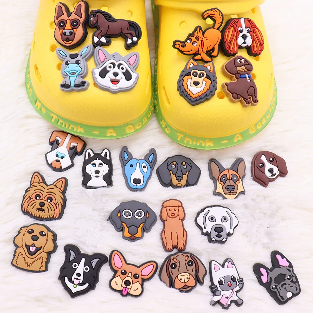 1Pcs PVC Lovely Dogs Animals Border Collie Slippers Shoe Charms Boys Girls Buckle Accessories Clog DIY Birthday Gift