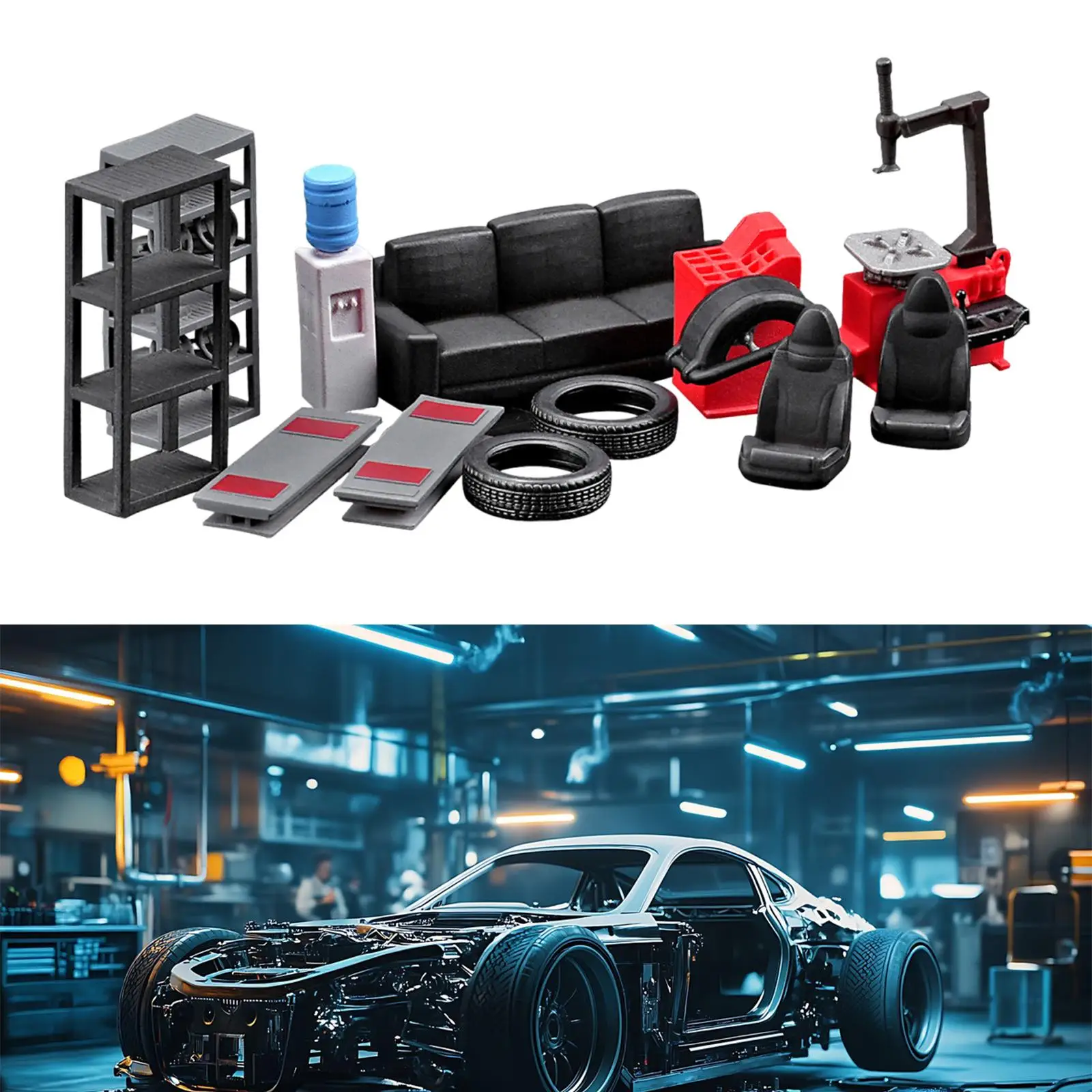 Mini ensemble d'outils de réparation automobile simulé, 12 pièces, pour Dioramas miniatures 1/64