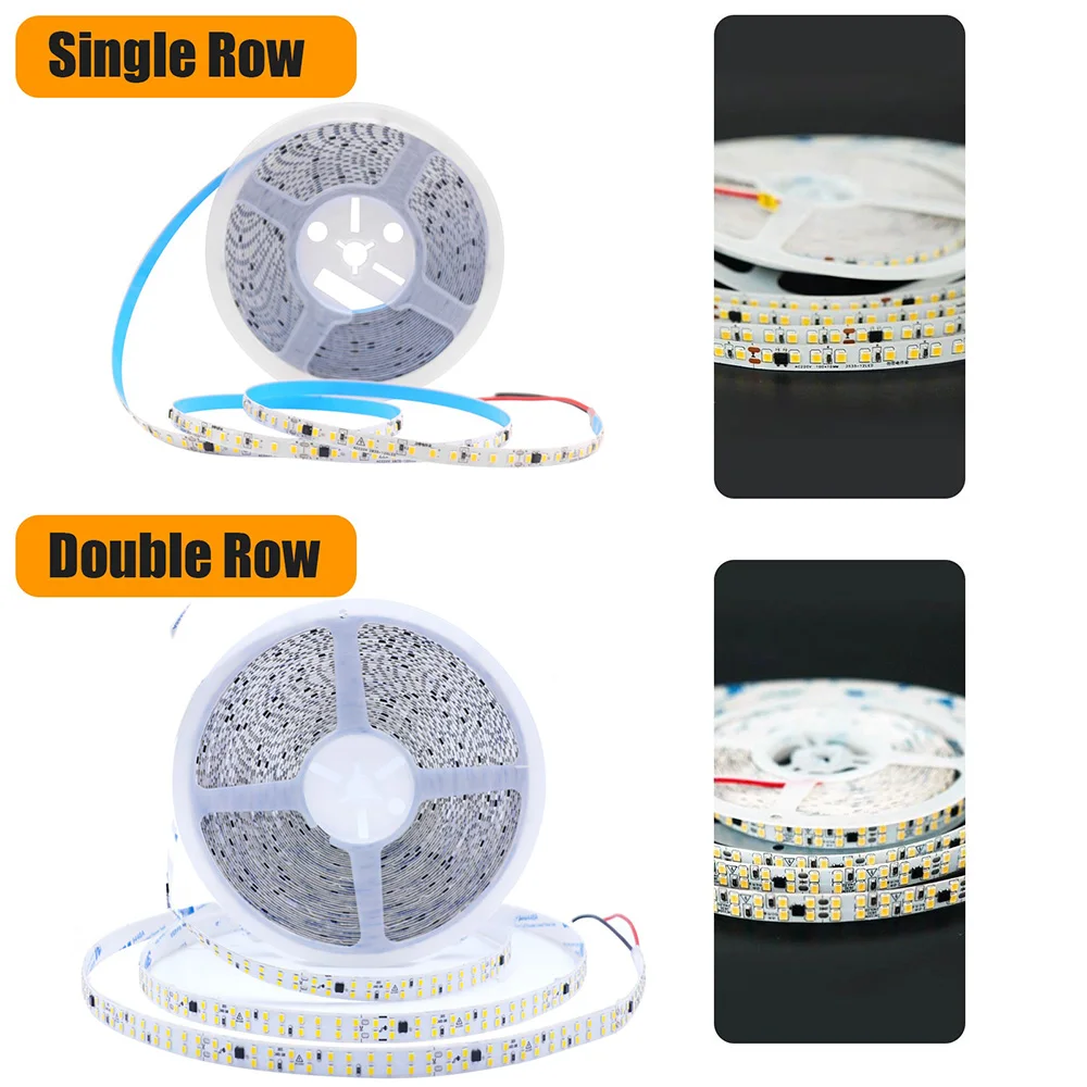 5m 10m 20m 50m Led Strip Light Adhesive Tape AC 220V 230V IP55 2835 120 240 LED Flexible Led Ribbon Stripe Home Lighting 9 Color