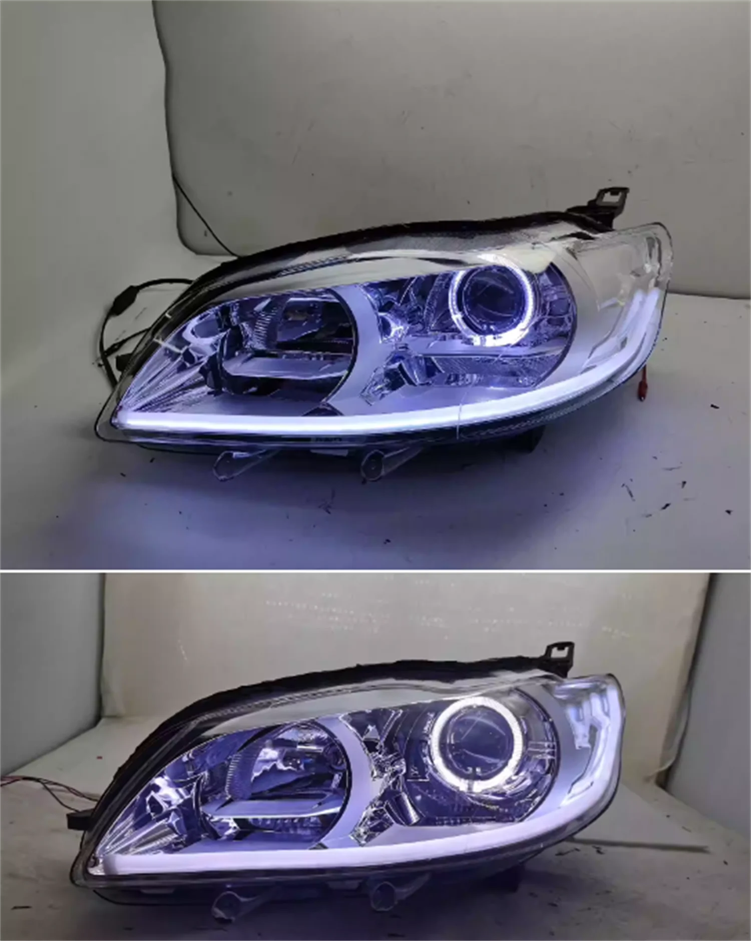 Car Led Headlight for Peugeot 301 Daytime Running DRL Angel Eyes headlamp Low High Beam