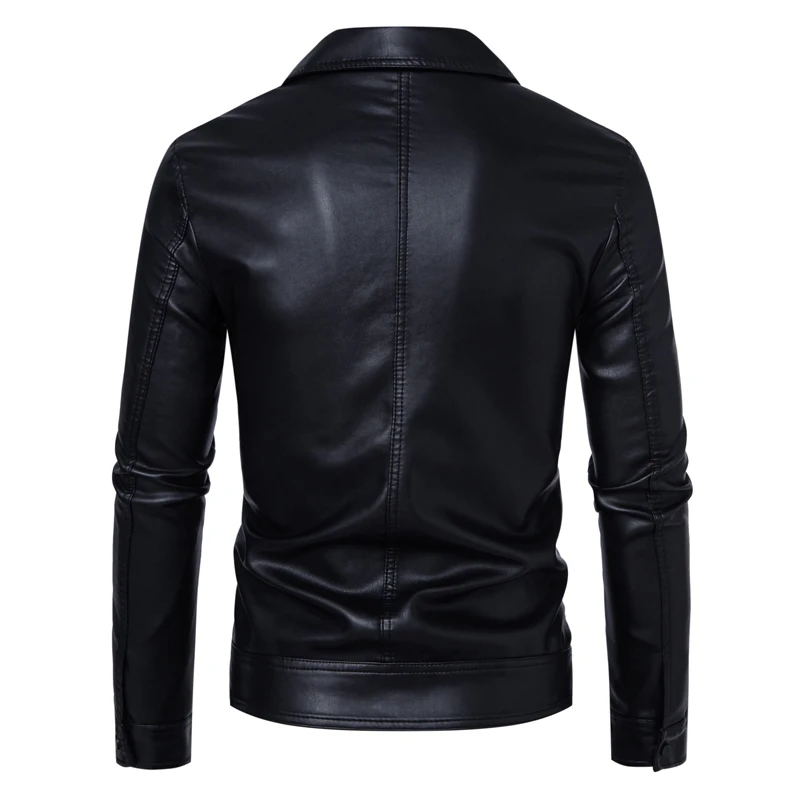 TRAF Ropa de abrigo de cuero elegante para hombre Corte ajustado Cremallera duradera Cuero de alta calidad Perfecto para elevar su apariencia cómoda