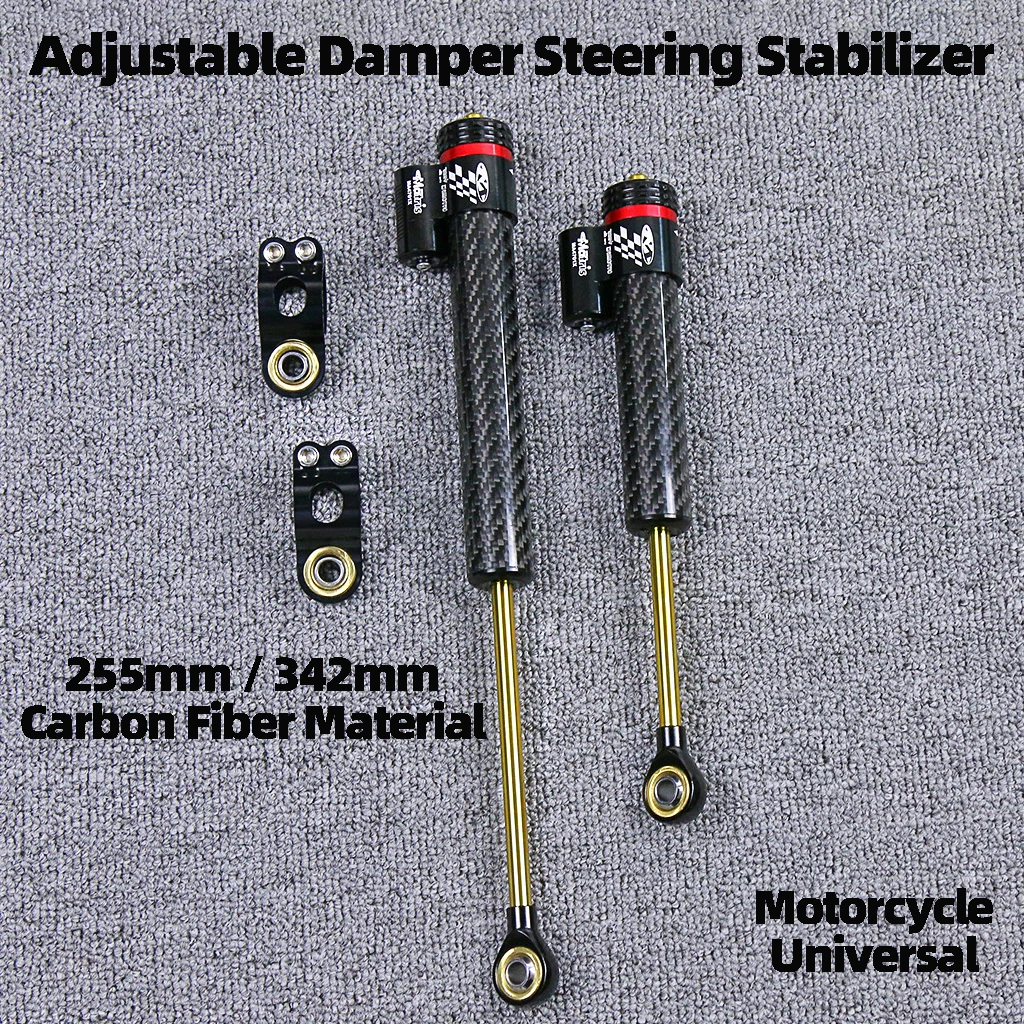 Universal Motorcycle 255mm 342mm Adjustable Damper Steering Stabilizer For Honda Kawasaki Yamaha Carbon Fiber Steering Stabiliz