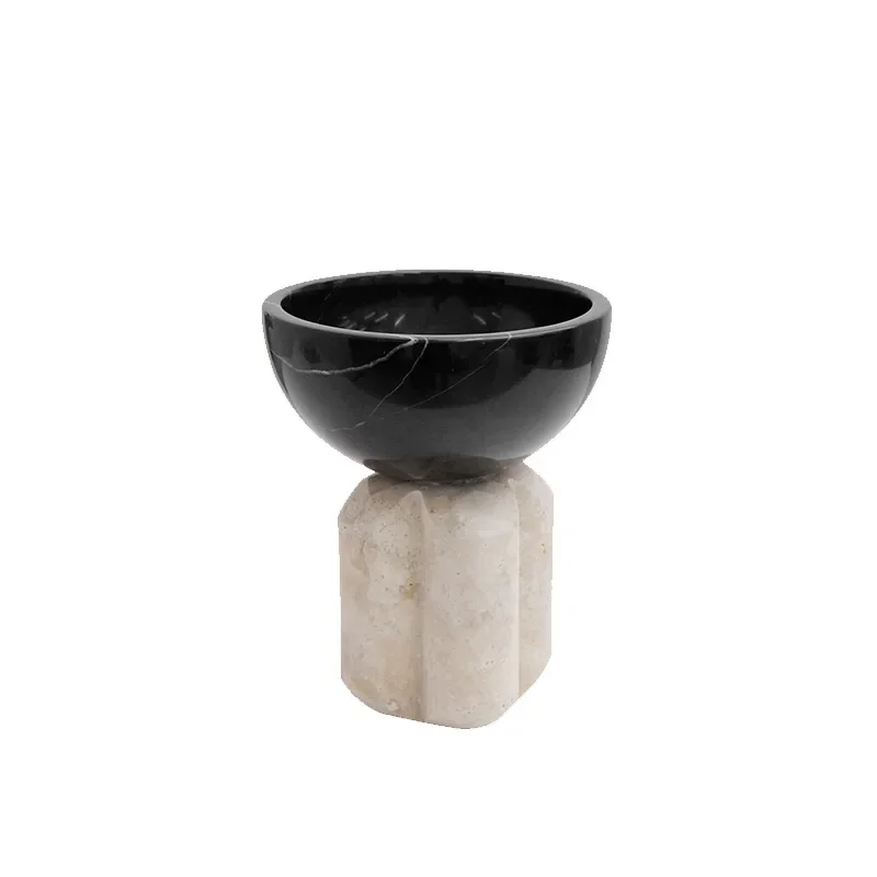 

Simple light luxury travertine flower ware fruit plate model house sales office decoration living room restaurant