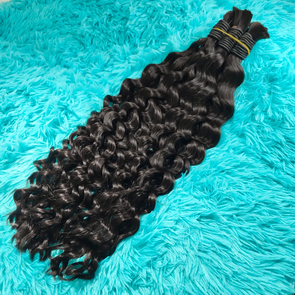 100%人毛バルクヘア、フルバンドル、ナチュラルブラック、ディープウェーブ、カーリー、ノーウェフト、ブレードエクステンション、50/100グラム