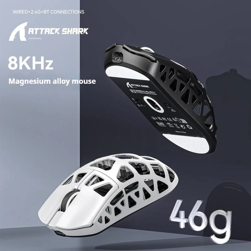 Attack Shark R3 3395, kabellose Maus aus Magnesiumlegierung, Drei-Modus-Verbindung, Bluetooth, 2,4
