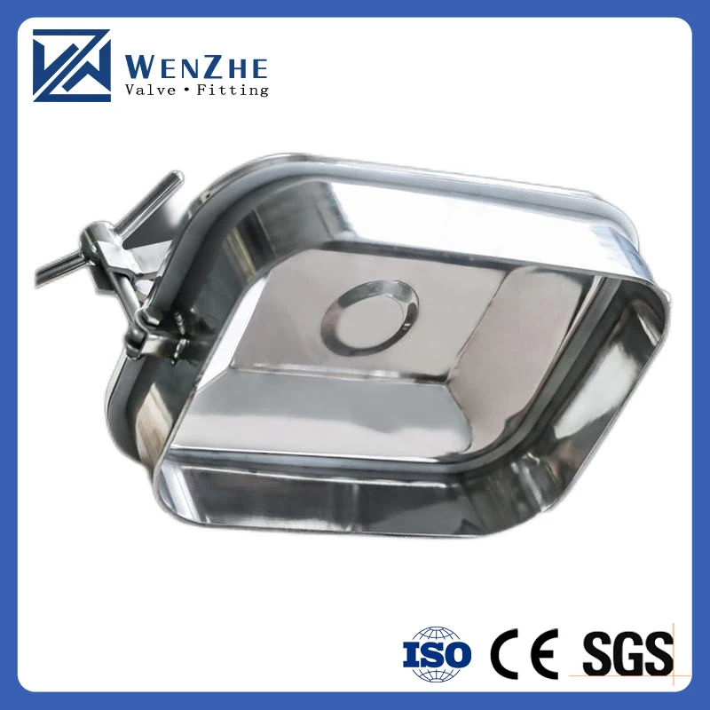 SS304 SS316L Sanitary Food Grade Hygienic Pressure Rectangular Manhole Cover Stainless Steel WENZHE Brand China Zhejiang