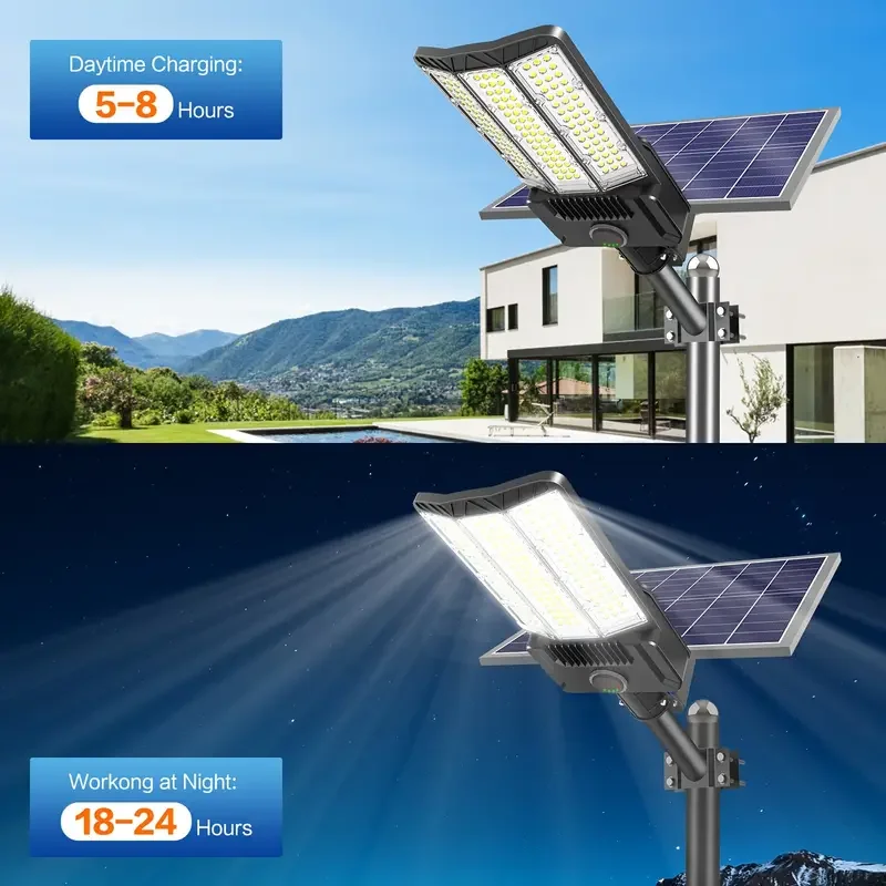 5000W Solar Street Lights Outdoor Motion Sensor Light 6500K Waterproof Solar Security Flood Lights Solar Lamp for Yard, Road