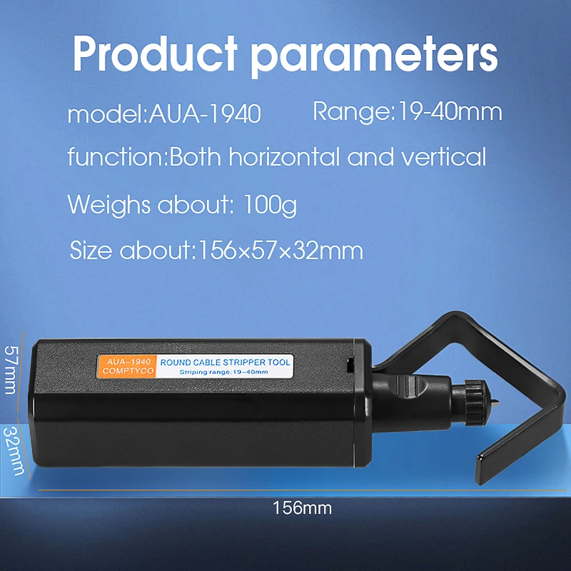 AUA-1940 19-40mm/4.5-29mm Round Cable Stripper Tool Cable Jacket Slitter Longitudinal transverse Dual Use