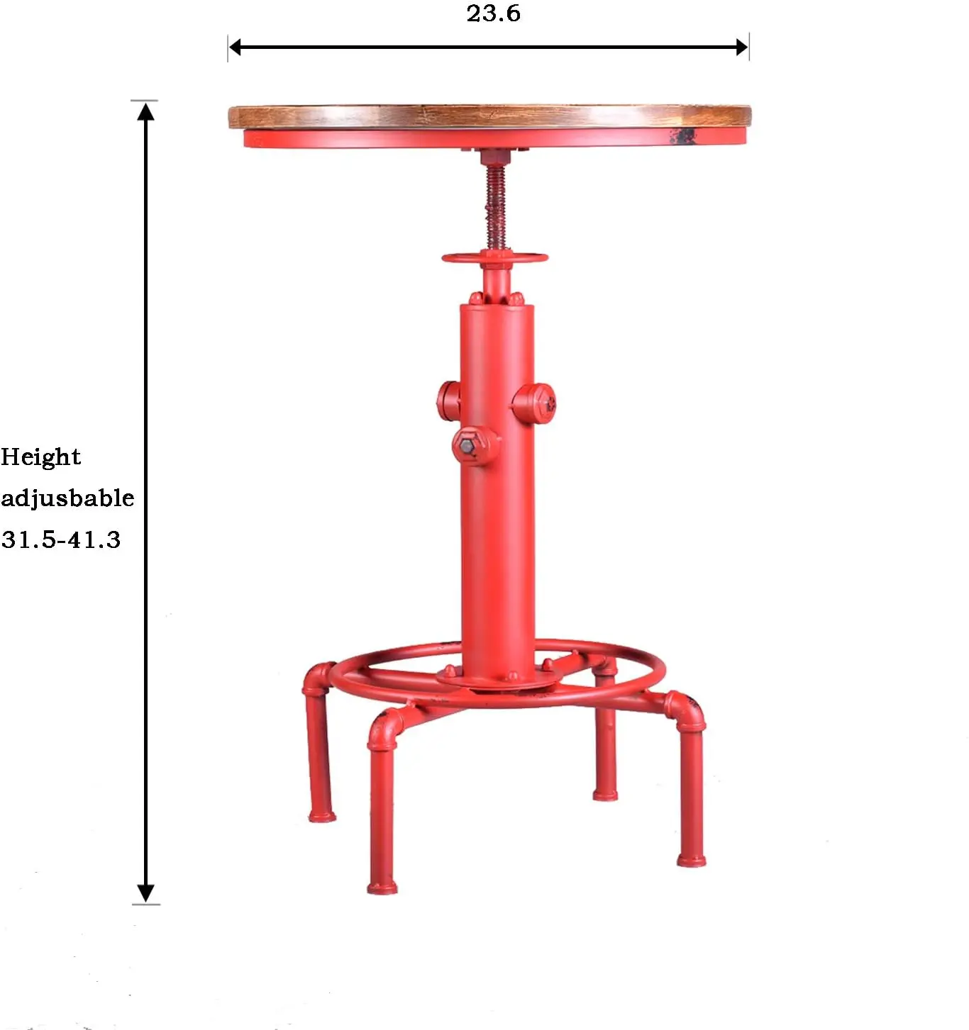 Промышленный барный стол 31,5-41,3 дюйма, регулируемый стол для паба, кухонный обеденный кофейный столик-бистро (красный)