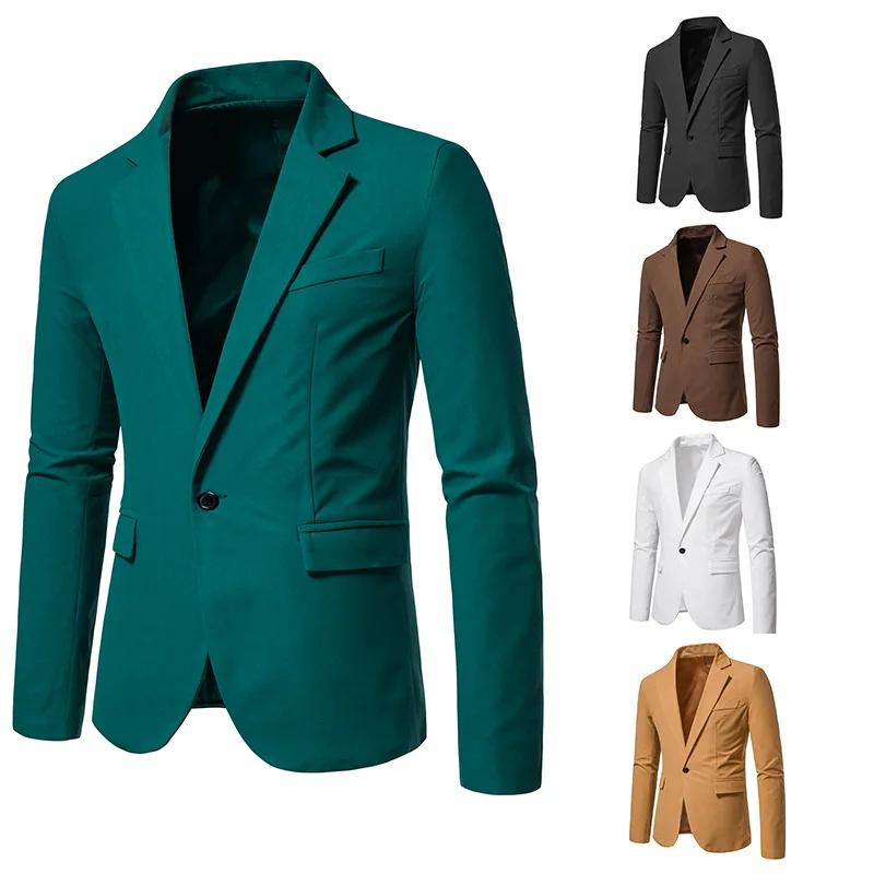 

2023 New Foreign Trade Trend Europe and America V-neck Suede Single Button Jacket Suit Wedding Dress for Men