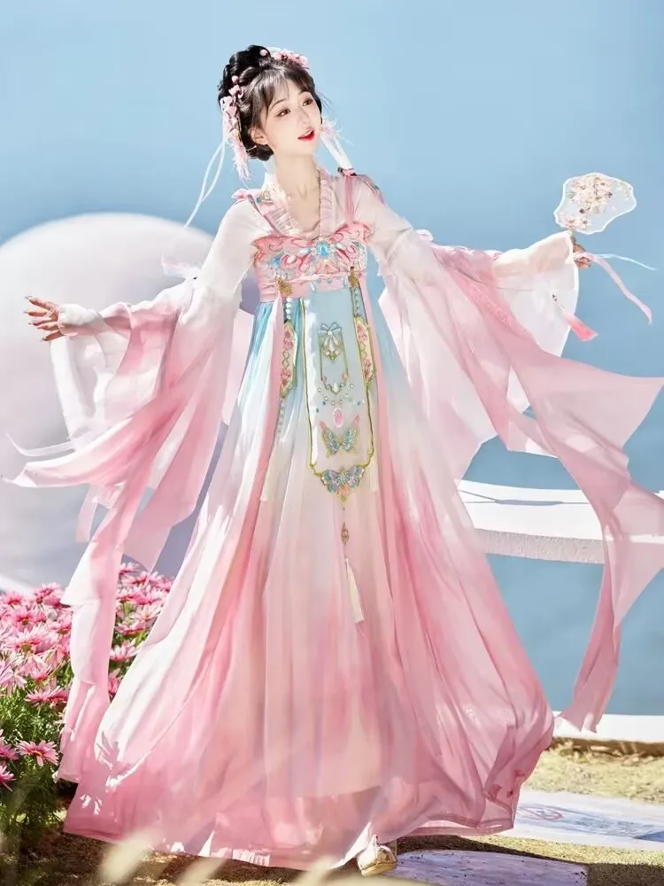 

Hanfu Dress Women Ancient Chinese Traditional Hanfu Female Fairy Cosplay Costume Summer Pink Green Hanfu Dress Party Outfit