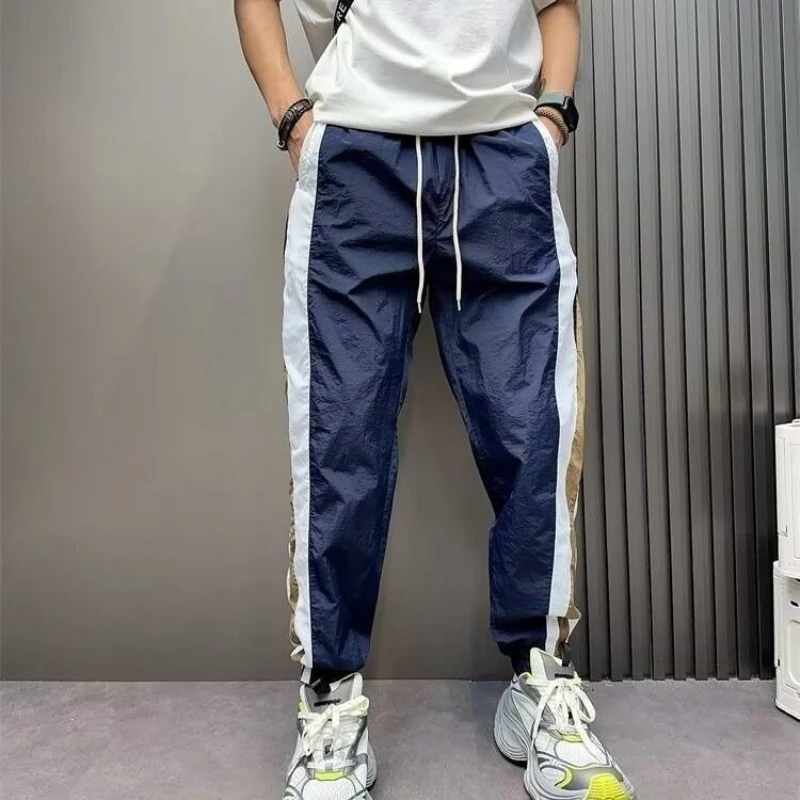 Verão calças casuais homem venda fina tendência elastano estética longo poliéster streetwear roupas baggy calças xxxl para homem