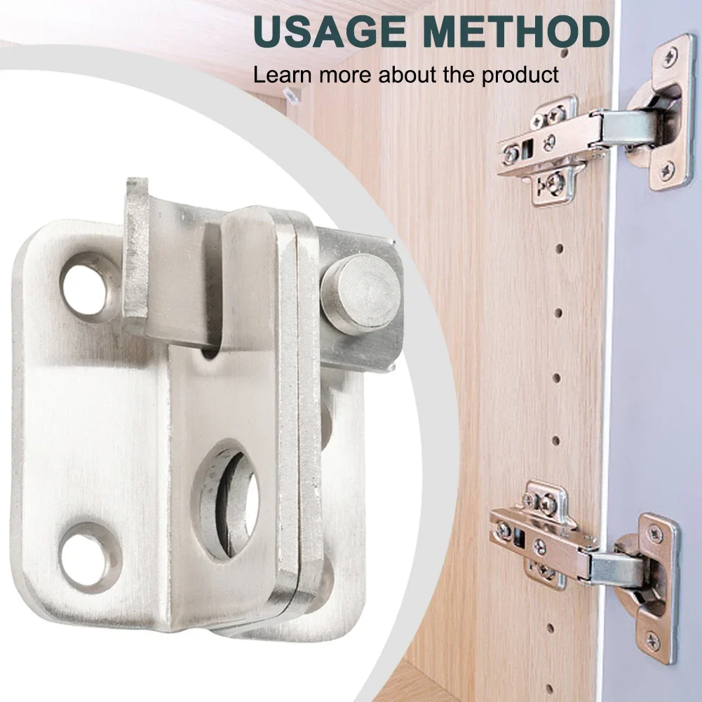 Punch free Door Bolt Lock Silver Wardrobe Bracket Hasp Buckle Garage Hardware Latch Repair Replacement Security