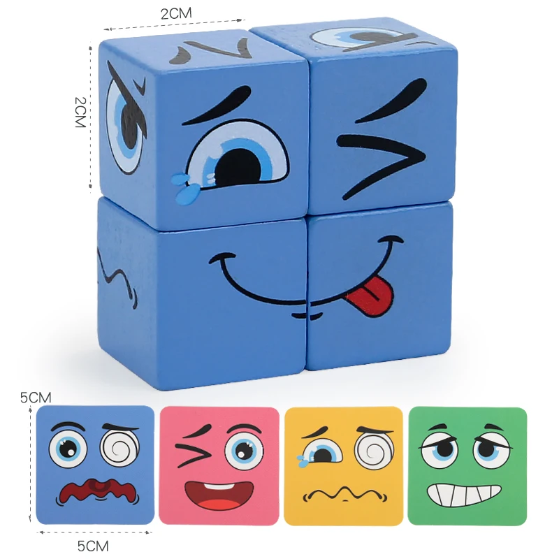 80 Stuks Kaarten Gezicht Verandering Uitdrukking Puzzel Voor Kind Bouwstenen Montessori Kubus Tafelspel Vroeg Educatief Speelgoed Kinderen Cadeau