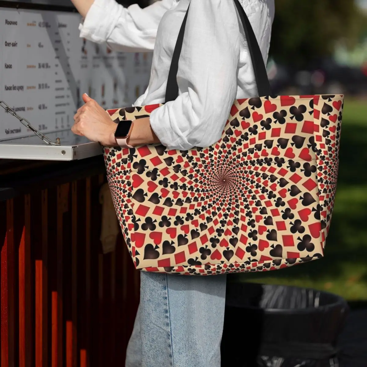 

Ace Of Diamonds Playing Card Hearts Spades Beach Tote Bag Sport Gym Yoga Duffle Large Tote Bag Women Travel Bag Fitness bag