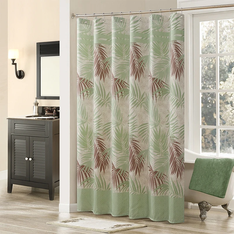 

Muwago Tropical Green Plant Leaf Shower Curtain Rustic Style Palm Foliage Curtains Waterproof & Mildew Proofing Bathing Cover