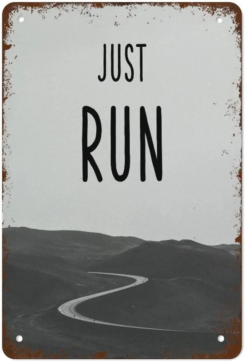 Runners Gift 'Just Run' Half Marathon Motivational Poster - Retro Metal Sign, Vintage Tin Sign for Plaque - 8x12 In sign