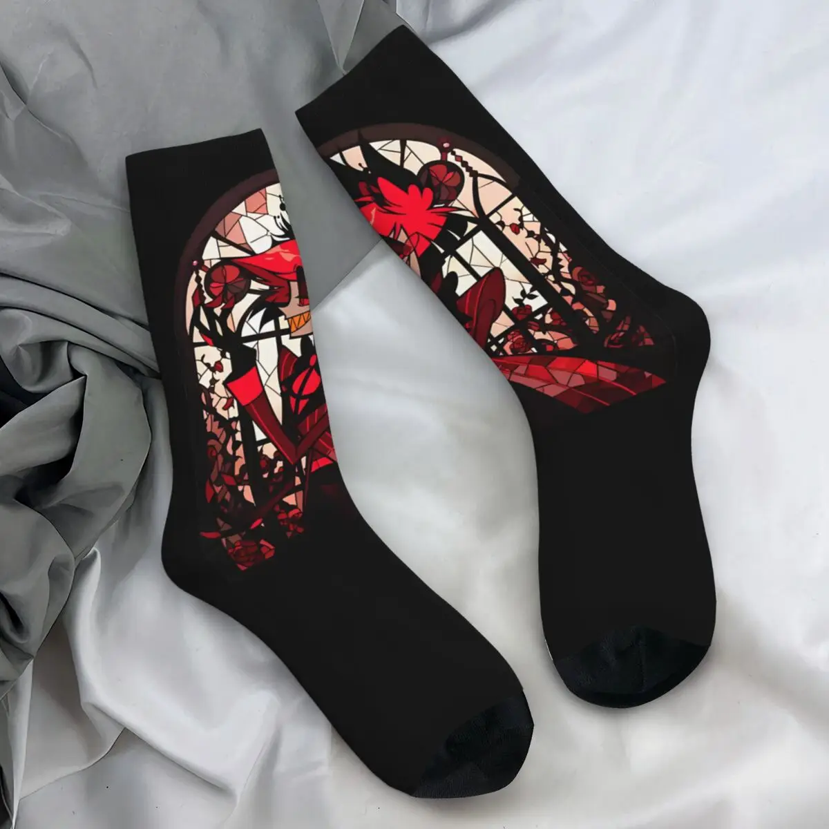 Erwachsene Männer Socken Hazbins Hotels Engel und Schale Strümpfe Herbst Elegante mittelweiche Socken Muster Laufen Sport Anti-Rutsch-Socken