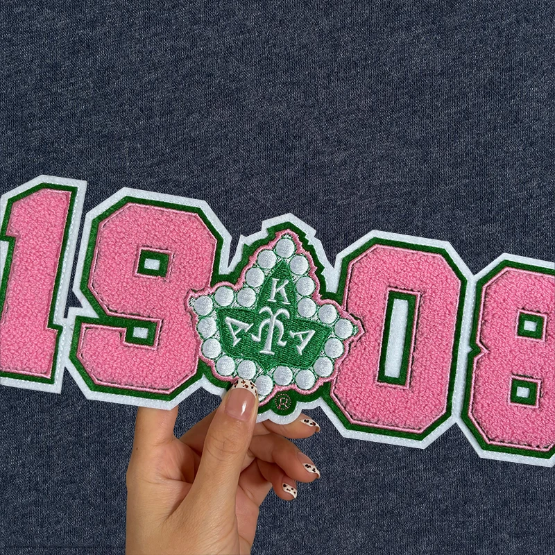 Pretty Girl 1908 numero Patch, rosa e verde, AKA Sorority , Alpha Kappa Alpha Ivy ciniglia Patch Patch di ferro per ragazze