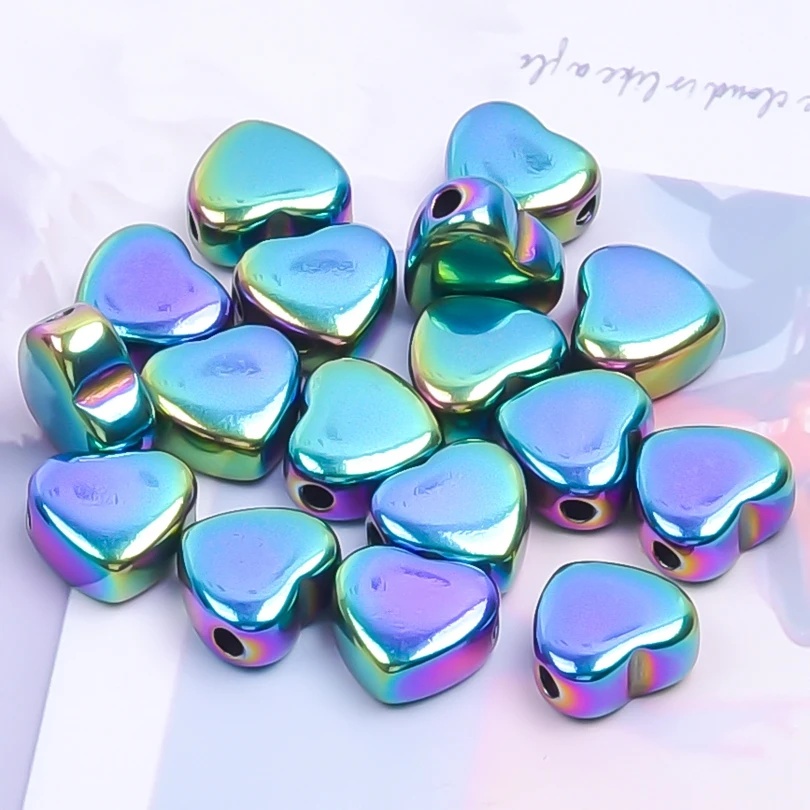 10pcs Small Hole Steel Spacer Beads Rainbow Metal Spinner Bracelet Heart,Round diy Charms Craft Jewelry Making Bulk Wholesale