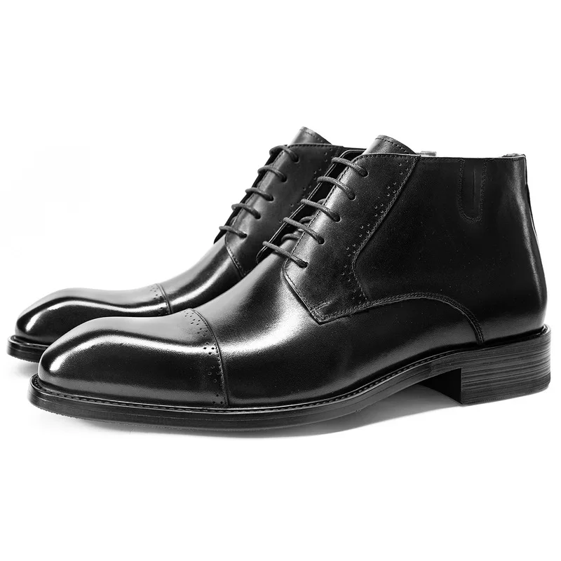 Business formal short boots with three-joint design, autumn and winter men's leather shoes