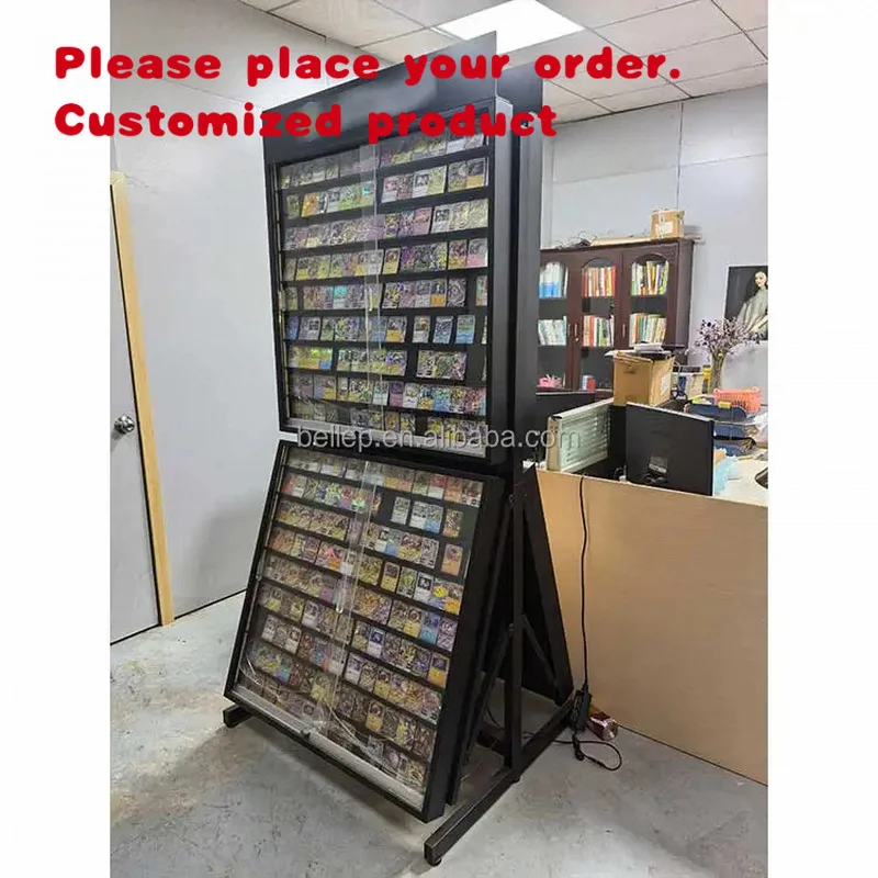 custom.Double Sided Illuminated Trading Card Display Graded Comic Books TGC Store Sports Card Display Stand Showcase