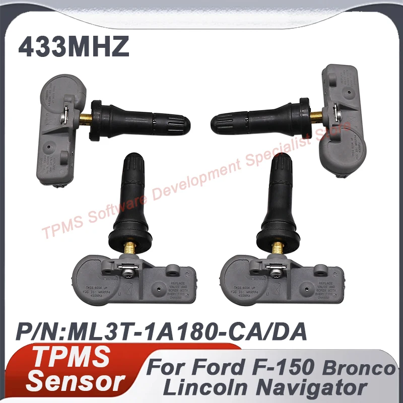 

TPMS Tire Pressure Sensor For Ford F-150 Bronco 2021-2027 433MHZ 1/4PCS ML3T-1A180-CA ML3T1A180DA