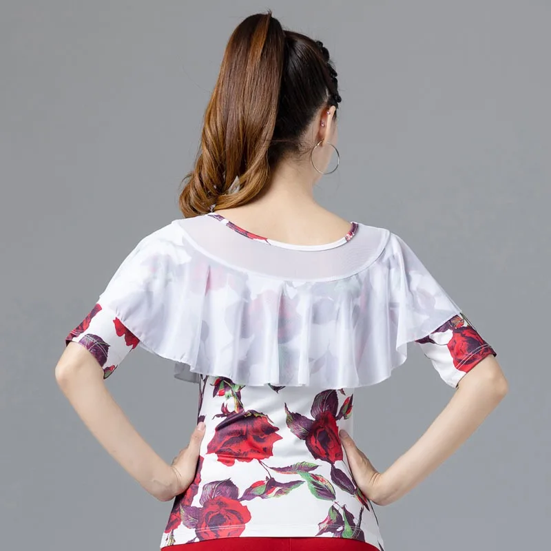 Hauts de danse latine personnalisés, tenue d'entraînement pour femmes, valse standard national moderne, haut à manches courtes, costume de danse carrée, 2025