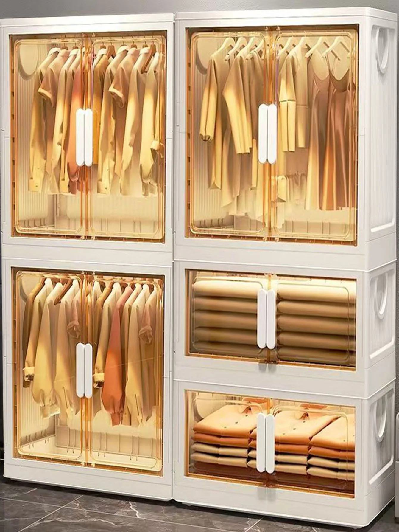 

Modern Minimalist Foldable Transparent Plastic Storage Cabinet Extra Large Thickened Double Door Home Use Wardrobe Organization